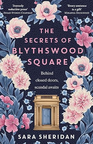 Imnage shgows cover of the Secrets of Blythswood Square, ornate floral border on dark gound with a classically inspired doorway in the centre 